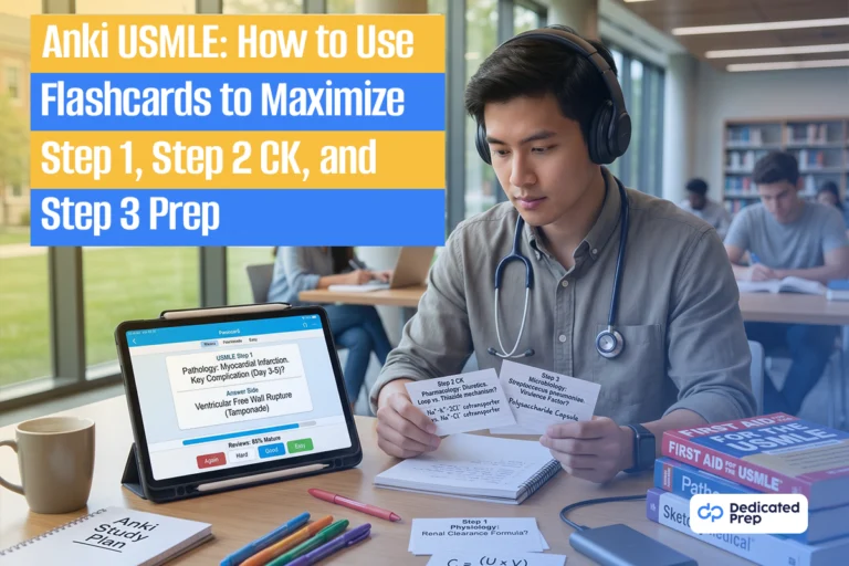 USMLE Anki study guide showing spaced repetition flashcards, high-yield medical concepts, and effective exam preparation for Step 1, Step 2 CK, and Step 3