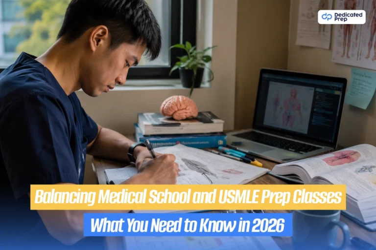 Medical student balancing USMLE prep classes with medical school while studying for the Step 1 exam