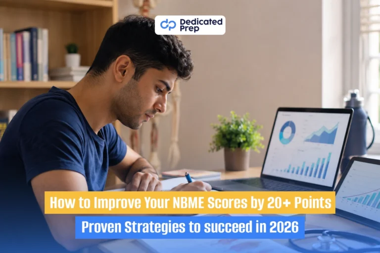 NBME score improvement roadmap showing a 6-week study plan for USMLE preparation
