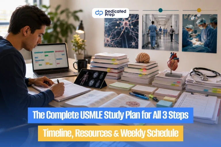 Medical student following a USMLE study plan with books, Anki flashcards, UWorld questions, and an 8-week study schedule.