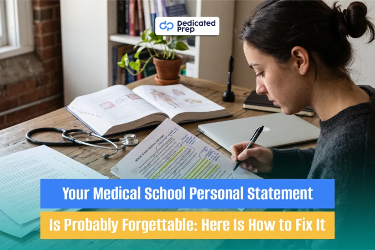 Medical school personal statement guide showing how to write a compelling AMCAS essay with character limits, examples, and admissions tips.