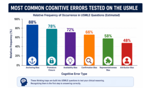 USMLE clinical reasoning framework showing how medical students can identify and correct cognitive errors