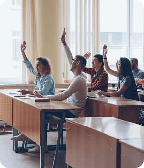 Students raising hands