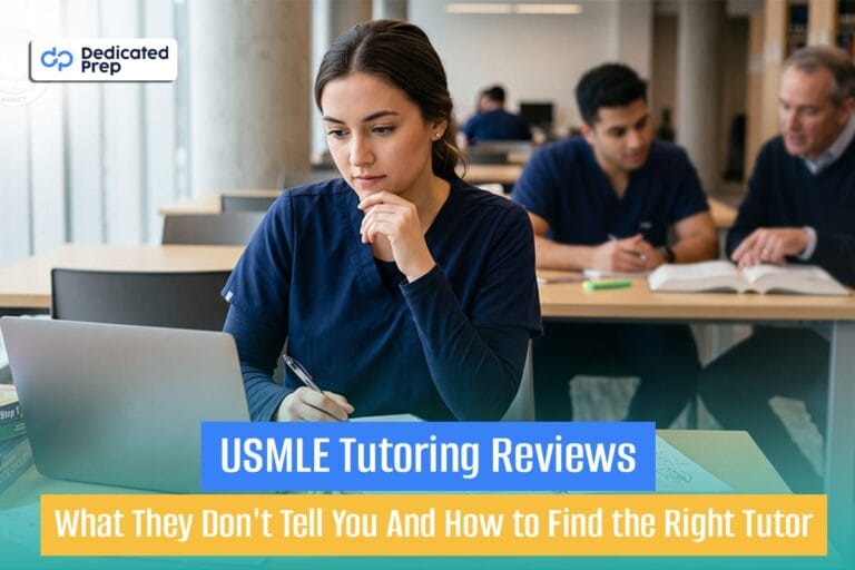 Medical student studying at a laptop for USMLE tutoring reviews and choosing the right tutor